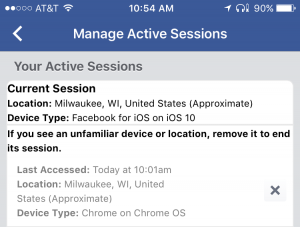 Facebook Active Sessions