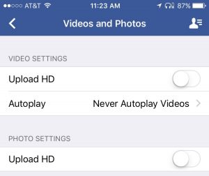Turn off Facebook Video Autoplay